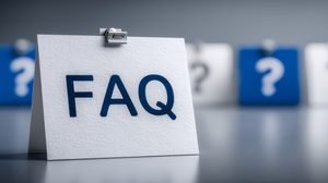 Comprehensive faq document essential guide for common questions and immediate answers on white paper background with blue text